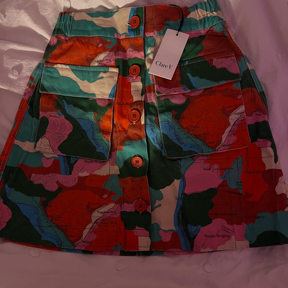 Clare V Vibrant Button-Front Mini Skirt